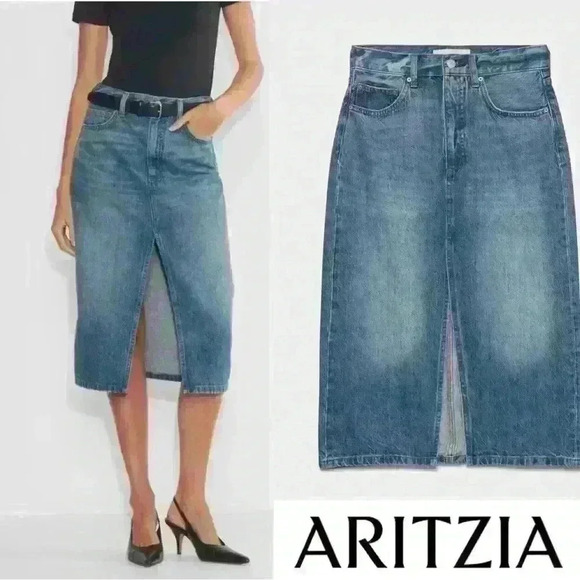 Aritzia Dresses & Skirts - Aritzia Denim Forum the '90s Halle Denim Skirt High-rise midi size 25